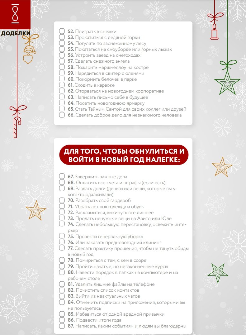 Что нужно успеть сделать до Нового года? Чек-лист: 100 дел до Нового года —  Radio Star Five